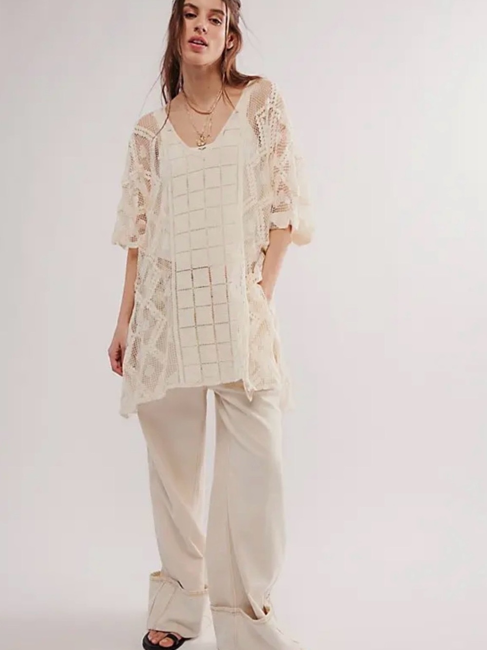 Free People Sunshine Crochet Kaftan Cover-Up ~ OS - Picture 2 of 6